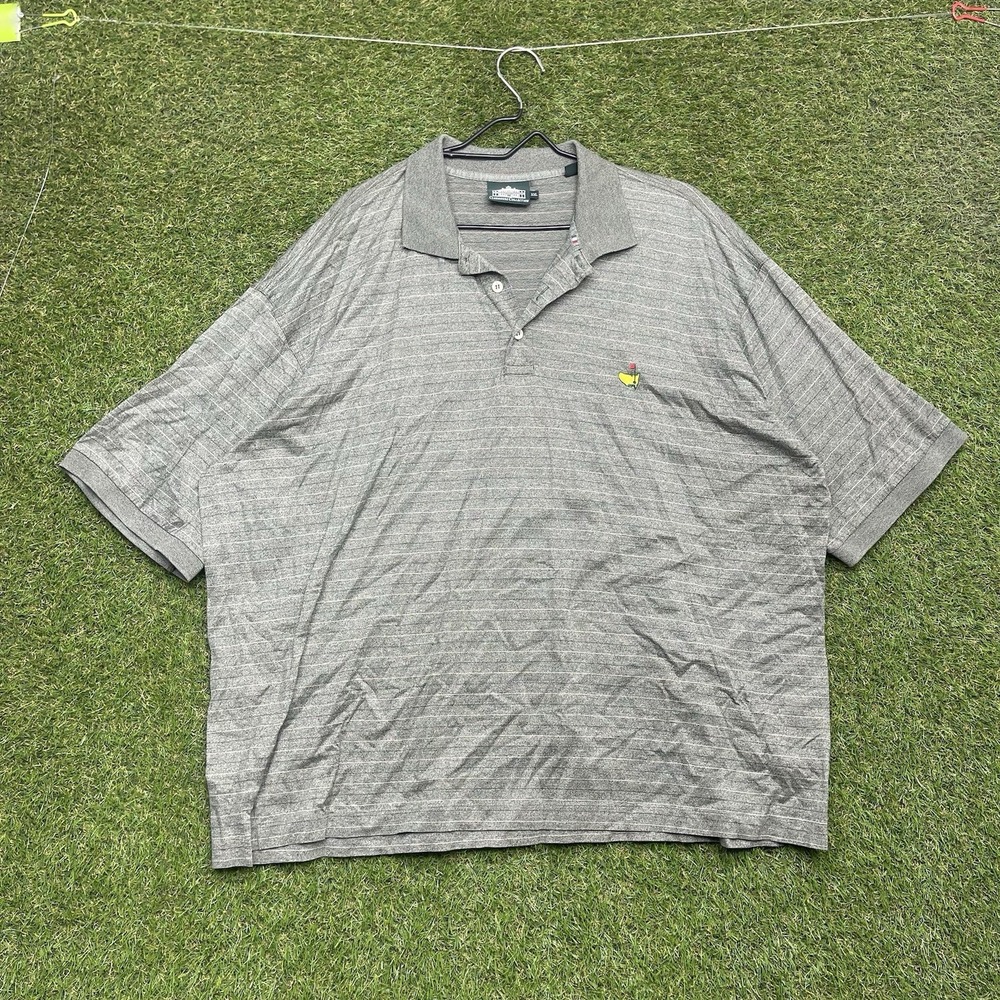 Masters Clubhouse Collection Polo Shirt Mens 2XL Green Striped Made in Italy